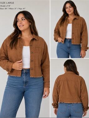 kenzie Cropped Brown Denim Jacket